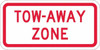 AccuformNMC "Tow Away Zone," 12" Wide x 6" High Aluminum No Parking & Tow Away Sign 0.08" Thick, Red on White, Rectangle, Engineer Grade Reflectivity, Post Mount TMA55J - 37663341