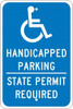 AccuformNMC "Handicapped Parking State Permit Required," Handicap Symbol, 12" Wide x 18" High Aluminum ADA Sign 0.08" Thick, White on Blue, Rectangle, Engineer Grade Reflectivity, Post Mount TMS337J - 37665114