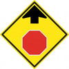 AccuformNMC Up Arrow, Stop Symbol, 24" Wide x 24" High Aluminum Stop & Yield Sign 0.08" Thick, Red & Black on Yellow, Diamond, High Intensity Reflectivity, Post Mount TM609K - 37741857