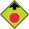 AccuformNMC Up Arrow, Stop Symbol, 30" Wide x 30" High Aluminum Stop & Yield Sign 0.08" Thick, Red & Black on Yellow, Diamond, Diamond Grade Reflectivity, Post Mount TM609DG - 37741881