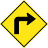AccuformNMC Right Turn Arrow, 30" Wide x 30" High Aluminum Traffic Control Sign 0.08" Thick, Black on Yellow, Diamond, High Intensity Reflectivity, Post Mount TM240K - 37742194