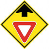 AccuformNMC Up Arrow, Yield Symbol, 24" Wide x 24" High Aluminum Stop & Yield Sign 0.08" Thick, Red & Black on Yellow, Diamond, High Intensity Reflectivity, Post Mount TM611K - 37742301