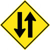 AccuformNMC Up and Down Arrow, 30" Wide x 30" High Aluminum Traffic Control Sign 0.08" Thick, Black on Yellow, Diamond, High Intensity Reflectivity, Post Mount TM238K - 37742376
