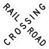 AccuformNMC "Railroad Crossing," 48" Wide x 48" High Aluminum Traffic Control Sign 0.08" Thick, Black on White, Square, High Intensity Reflectivity, Post Mount TM9326K - 37742434