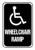 AccuformNMC "Wheelchair Ramp," Handicap Symbol, 12" Wide x 6" High Aluminum ADA Sign 0.04" Thick, Blue on White, Rectangle, Post Mount TM86G - 63373047