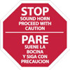 AccuformNMC "Stop - Sound Horn - Proceed with Caution," 12" Wide x 12" High Plastic Stop & Yield Sign 0.05" Thick, White on Red, Octagon, Wall Mount SS9R - 72311137