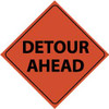 AccuformNMC "Detour Ahead," 48" Wide x 48" High Nylon Construction Roadway Sign Black on Orange, Diamond, Engineer Grade Reflectivity, Sign Stand RUR2 - 72316037