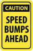 AccuformNMC "Caution - Speed Bumps Ahead," 12" Wide x 18" High Aluminum Traffic Control Sign 0.08" Thick, Black on Yellow, Rectangle, Engineer Grade Reflectivity, Post Mount TM159J - 72316706