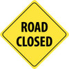 AccuformNMC "Road Closed," 24" Wide x 24" High Aluminum Traffic Control Sign 0.08" Thick, Black on Yellow, Diamond, High Intensity Reflectivity, Post Mount TM211K - 72317308