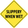 AccuformNMC "Slippery When Wet," 24" Wide x 24" High Aluminum Traffic Control Sign 0.08" Thick, Black on Yellow, Diamond, High Intensity Reflectivity, Post Mount TM212K - 72317324
