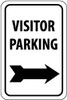 AccuformNMC "Visitor Parking," Right Arrow, 12" Wide x 18" High Aluminum Parking Lot Traffic Sign 0.08" Thick, Black on White, Rectangle, Engineer Grade Reflectivity, Post Mount TM8J - 93134906