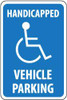 AccuformNMC "Handicapped Vehicle Parking," Handicapped Symbol, 12" Wide x 18" High Aluminum ADA Sign 0.08" Thick, White on Blue, Rectangle, Engineer Grade Reflectivity, Post Mount TM10J - 93135028