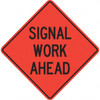 PRO-SAFE "Signal Work Ahead," 48" Wide x 48" High Vinyl Traffic Control Sign Black on Orange, Triangle, Sign Stand 07-800-4718-L - 31665862