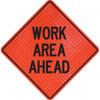 PRO-SAFE "Work Area Ahead," 48" Wide x 48" High Vinyl Traffic Control Sign Black on Orange, Triangle, Reflective, Sign Stand 07-800-4034-L - 31666431