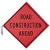 PRO-SAFE "Road Construction Ahead," 48" Wide x 48" High Nylon Construction Roadway Sign Orange, Square, Sign Stand 07-800-4004 - 50915339