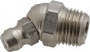 PROLUBE 45° Head Angle, 1/8-27 PTF Stainless Steel Standard Grease Fitting 7/16" Hex, 21.8mm Overall Height, 7.6mm Shank Length, Zinc Plated Finish GFTSS1-82745-10 - 62088158