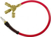 PRO-SOURCE 3/8" ID 4 ft. Long Lead-In Whip Hose Manifold with (3) 6-Ball Industrial Couplers Ends, 200 Working psi, 165°, 1/4" Fitting, Transparent Red 3800402710JP - 30561112