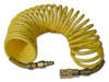 Coilhose Pneumatics 3/8" ID, 3/8 Thread, 25 ft. Long, Yellow Nylon Coiled & Self Storing Hose 165 Max psi, Industrial Interchange Coupler x Male Swivel 580-N38-25A - 88121876
