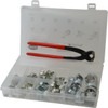 Oetiker 124 Piece, 5/16 to 1" Diam, 2-Ear Service Clamp Kit 123 Clamps & 1 Zinc Plated Side Jaw Pincers 18500057 - 88634589