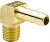 Parker Hannifin 1/8 NPTF Thread Hose Barb x Male NPT 90° Elbow 3/8" ID Hose, Brass 129HB-6-2 - 01045806