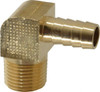 Parker Hannifin 1/2 NPT Thread Hose Barb x Male NPT 90° Elbow 1/2" ID Hose, Lead Free Brass L129HB-8-8 - 79443461