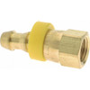 Eaton 1/4" ID 7/16-20 UNF Barbed Push On Female JIC 37/SAE 45 Swivel Connector 3/4" Cut Off Allowance, 1.38" Long, 9/16" Hex, Brass 10004B-604 - 06032809