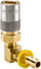 Parker Hannifin Nonthreaded Brass Hydraulic Hose Push-Lok Hose Barb Coupler & 90° Fitting 200 psi, 3 GPM, 1/4" Hose Diam, Series Moldmate PC214AV-BP - 80883895