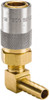 Parker Hannifin Nonthreaded Brass Hydraulic Hose Hose Barb Coupler & 90° Fitting 200 psi, 3 GPM, 3/8" Hose Diam, Series Moldmate PC216AV - 81462707