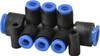 SMC Pneumatics 10mm Inlet, 6mm Outlet Manifold 76mm Long, 2 Inlet Ports, 6 Outlet Ports KM11-06-10-6 - 04411484