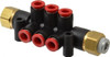 SMC Pneumatics 1/4" Inlet, 1/4" Outlet Manifold 95mm Long, 2 Inlet Ports, 6 Outlet Ports KM12-07-35-6 - 04411542