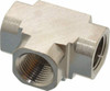 Value Collection 3/8" Brass Pipe Union Tee FNPT Ends, 1,000 psi, Nickel Plated Finish PC101NB-6 - 74026675