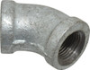 B&K Mueller 3/8" Galvanized Malleable Iron Pipe 45° Elbow Threaded Ends, 300 Liquid & Gas psi, 150 Steam psi 510-202HC - 62146964
