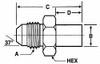 VOSS 3/4-16 x M12 Male MJIC x Metric Standpipe 7/8" Hex Industrial Pipe Adapter Zinc Plated Carbon Steel, 2" OAL JT 0812 - 84433366