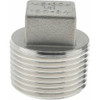 Merit Brass 3/4" 304 Stainless Steel Pipe Square Head Plug MNPT Ends, 150 psi K417-12 - 36900777