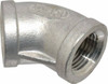 Merit Brass 1/2" 304 Stainless Steel Pipe 45° Elbow FNPT x FNPT Ends, 150 psi K402-08 - 36900074