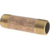 Merit Brass 3-1/2" Long, 3/4" Pipe Threaded Brass Pipe Nipple NPT Thread, Red Brass 2012-350 - 02205318