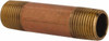 Merit Brass 3" Long, 1/2" Pipe Threaded Brass Pipe Nipple BSPT Thread, Red Brass 2008-300BSPT - 04881553