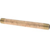 Merit Brass 6" Long, 3/8" Pipe Threaded Brass Pipe Nipple NPT Thread, Red Brass 2106-600 - 02206175