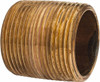 Merit Brass 1-5/8" Long, 1-1/4" Pipe Threaded Brass Pipe Nipple BSPT Thread, Red Brass 2020-001BSPT - 04881793