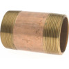Merit Brass 3-1/2" Long, 2" Pipe Threaded Brass Pipe Nipple NPT Thread, Red Brass 2032-350 - 02205391