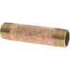 Merit Brass 4" Long, 3/4" Pipe Threaded Brass Pipe Nipple NPT Thread, Red Brass 2012-400 - 02205490