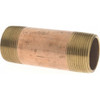 Merit Brass 4" Long, 1-1/4" Pipe Threaded Brass Pipe Nipple NPT Thread, Red Brass 2120-400 - 02205532