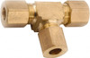Anderson Metals 1/4" Tube OD x 7/16-24 Thread Brass Compression Tube Union Tee Comp x Comp x Comp Ends, 300 Max psi 750064-04 - 55507891