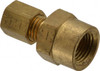 Parker Hannifin 1/8" Tube OD x 1/8-27 NPTF Brass Compression Tube Female Connector Comp x FNPT Ends, 400 Max psi, -65 to 250°F 66C-2-2 - 63031462