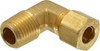 Parker Hannifin 5/16" Tube OD x 1/4-18 NPTF Brass Compression Tube Male Elbow Comp x MNPT Ends, 300 Max psi, -65 to 250°F 169C-5-4 - 63032163