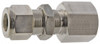 Parker Hannifin 3/8" Tube OD x 1/4-18 NPT Stainless Steel Compression Tube Bulkhead Female Connector Comp x FNPT Ends, -425 to 1,200°F, 3/4" Hex 6FBC4N-316 - 65121899