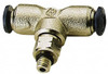 Aignep USA 1/8" Outside Diam, 10-32 UNF, Nickel Plated Brass Push-to-Connect Male Swivel Branch Tee 250 Max psi, Tube to Male UNF Connection, Buna O-Ring 88215-02-32 - 82901125