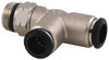 Aignep USA 12mm Outside Diam, 3/8 Universal, Nickel Plated Brass Push-to-Connect Tube Male Swivel Run Tee 250 Max psi, Tube to Universal Thread Connection, Buna O-Ring 50222N-12-3/8 - 63287908