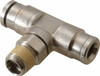 Norgren 6mm Outside Diam, 1/8 BSPT, Nickel Plated Brass Push-to-Connect Tube Male Swivel Branch Tee 260 Max psi, Tube to Male BSPT Connection, Nitrile O-Ring 101670618 - 08037830