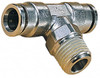 Norgren 10mm Outside Diam, 1/4 BSPT, Nickel Plated Brass Push-to-Connect Tube Male Swivel Branch Tee 260 Max psi, Tube to Male BSPT Connection, Nitrile O-Ring 101671028 - 08037889